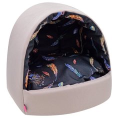 Домик для кошек Zooexpress Птицы, эстрада, мебельная ткань, светло-серый, 48х43х43 см