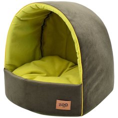 Домик для кошек Zooexpress Ампир, эстрада-трансформер, мебельная ткань, оливковый-зеленый, 48х43х43 см