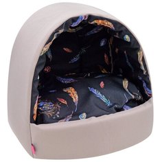Домик для кошек Zooexpress Птицы, эстрада, мебельная ткань, светло-серый, 35х31х31 см