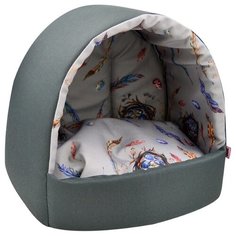 Домик для кошек Zooexpress Птицы, эстрада, мебельная ткань, темно-серый, 42х36х36 см