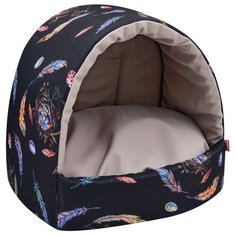 Домик для кошек Zooexpress Птицы LUX, эстрада, мебельная ткань, черный, 35х31х31 см