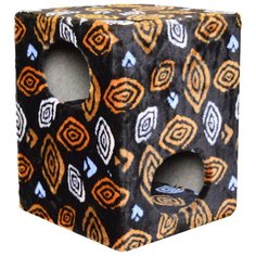 Комплекс-домик для кошек Zooexpress Fantasy, куб 2 уровня, с рисунком, 42х42х55 см