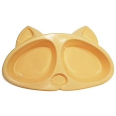 Миска для кошек Zooexpress Киска, двойная, пластмассовая, 2х200 мл