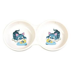 Миска Trixie керамическая, двойная, 0.15 л