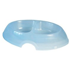 Миска для кошек Zooexpress DeLuxe, пластмассовая, прозрачная, 2х200 мл