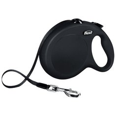 Flexi New Classic XS 3м до 12кг поводок-рулетка ремень, чёрный