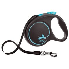 Поводок-рулетка Flexi Black Design L 5м до 50кг ремень, синий