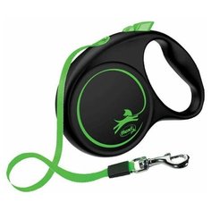 Поводок-рулетка Flexi Black Design L 5м до 50кг ремень, зеленый
