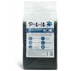 Пеленки Pet-it гелевые(SAP) с угловыми стикерами, черные с Бамбуковым углём, размер S 45х60, 10 шт