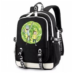 Рюкзак Рик и Морти черный с USB-портом №6 Noname