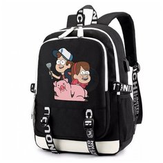 Рюкзак персонажи Гравити Фолз черный с USB-портом №2 Noname
