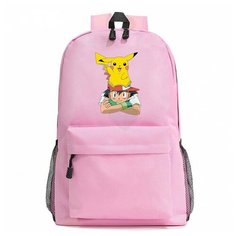 Рюкзак Эш и Пикачу (Pokemon) розовый №8 Noname