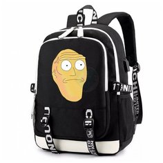 Рюкзак Большая голова (Rick and Morty) черный с USB-портом №9 Noname