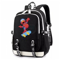 Рюкзак Элмо на скейте (Sesame Street) черный с USB-портом №1 Noname