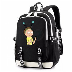 Рюкзак Морти черный с USB-портом №1 Noname