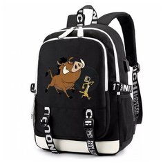 Рюкзак Тимон и Пумба черный с USB-портом №1 Noname