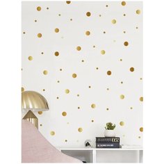 Интерьерные наклейки VEROL "Кружочки золотистые" золотые горошки наклейка в детскую комнату на стену, подарок, самоклеящаяся пленка, декор и интерьер, набор для детской, наклейки для интерьера, виниловые наклейки, наклейки на обои детские, для декора,