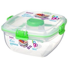 Sistema Контейнер для салата с разделителями и приборами TO GO 21356, 17x17 см, зеленый