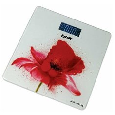Весы напольные BBK BCS3003G white/red (Максимальная нагрузка 180кг, электронные, материал платформы стекло) (BCS3003G (W/R))