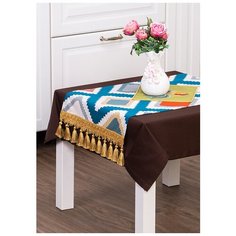 Дорожка- наперон SANTALINO на стол 40*78 см петух- волна 100% хлопок/зеленая (850-531-5)