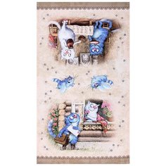 Полотенце синие коты. Любовь МОЯ ,40Х70СМ, 100% хлопок, твил, БЕЖ Santalino