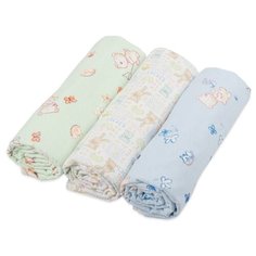 Многоразовая пеленка Forest kids фланель 130х90 см 3 шт, мишки/голубой
