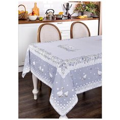 Скатерть Santalino Гуси Легард, 160*220 см, серый, 100% х/б, твилл с пропиткой (850-710-23)
