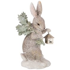 Статуэтка "Лесная сказка" 10,5*9,5*21см Заяц с подсвечником, полистоун Lefard