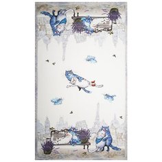 Полотенце синие коты. Париж,40Х70СМ, 100% хлопок, твил, БЕЛ Santalino