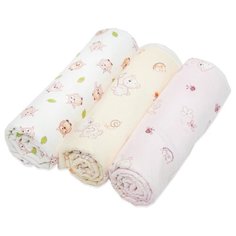 Многоразовая пеленка Forest kids фланель 130х90 см 3 шт, мишки/розовый