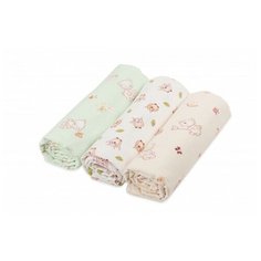 Многоразовая пеленка Forest kids фланель 130х90 см 3 шт, мишки/зеленый