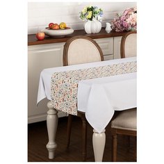 Дорожка на стол Santalino "Наив", 40*120 см, 100% х/б, белый (850-845-3)