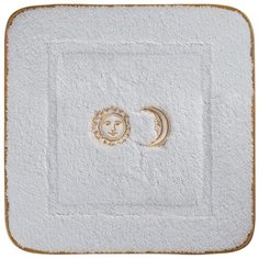Коврик для ванной комнаты 60х60 см. белый, вышивка солнце/луна золото Migliore
