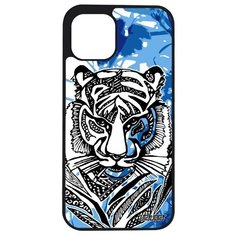 Дизайнерский чехол на смартфон // iPhone 12 Mini // "Тигр" Tiger Зверь, Utaupia, голубой
