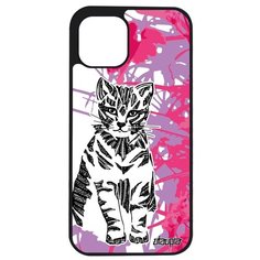 Красивый чехол на смартфон // iPhone 12 Pro Max // "Кот" Котенок Дикий, Utaupia, розовый