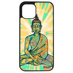 Противоударный чехол на смартфон // iPhone 12 Mini // "Будда" Индия Портрет, Utaupia, желтый