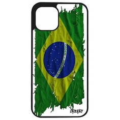 Чехол на смартфон Apple iPhone 12, "Флаг Бразилии на ткани" Патриот Государственный Utaupia