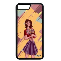 Противоударный чехол на смартфон // Apple iPhone 7 Plus // "Девушка и цветы" Манга Стиль, Utaupia, желтый