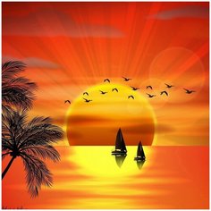 Алмазная мозаика Molly 30х30 см Красивый закат 28 цветов