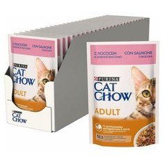 Влажный Корм Cat Chow Кэт Чау Для Кошек Лосось и Зеленая Фасоль в Желе Adult 85 гр х 24шт
