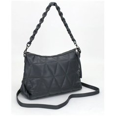 Сумка стеганная из экокожи темно- серого цвета Savio