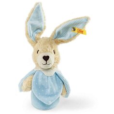 Мягкая игрушка Steiff Hoppel Rabbit Grip Toy With Rustling Foil Blue (Штайф Погремушка Кролик Хоппель голубой 15 см)