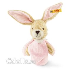 Мягкая игрушка Steiff Hoppel Rabbit Grip Toy With Rustling Foil Pink (Штайф Погремушка Кролик Хоппель розовый 15 см)