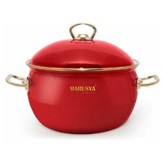 Кастрюля Маруся 0716 эмалированная с крышкой, 2.2л, 16см, красная