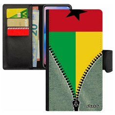 Чехол книжка на смартфон Apple iPhone 7, "Флаг Гвинеи Бисау на молнии" Путешествие Туризм Utaupia
