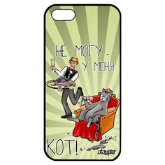 Яркий чехол на смартфон // iPhone 5 5S SE (2016) // "Не могу - сижу с котом!" Комикс Крутой, Utaupia, светло- зеленый