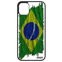 Противоударный чехол на смартфон // iPhone 11 // "Флаг Бразилии на ткани" Стиль Государственный, Utaupia, белый