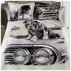 Постельное белье 2-спальное Mona Liza Pet, сатин, 4 наволочки: 50 х 70 и 70 х 70 см, бежевый/серый