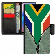 Чехол книжка на смартфон Samsung Galaxy S8, "Флаг Южной Африки на молнии" Путешествие Страна Utaupia