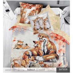 5861/4 КПБ евро SL Family "Foxes" н(2)70*70 н(2)50х70 сатин Mona Liza